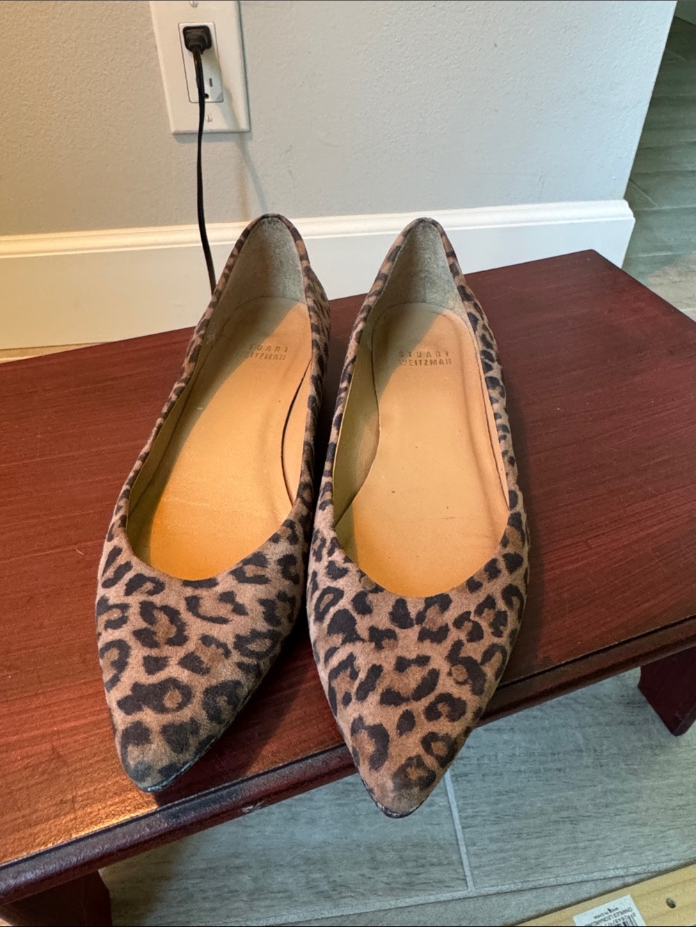 Stuart Weitzman Leopard Print Pointed Toe Flats - Brown/Black